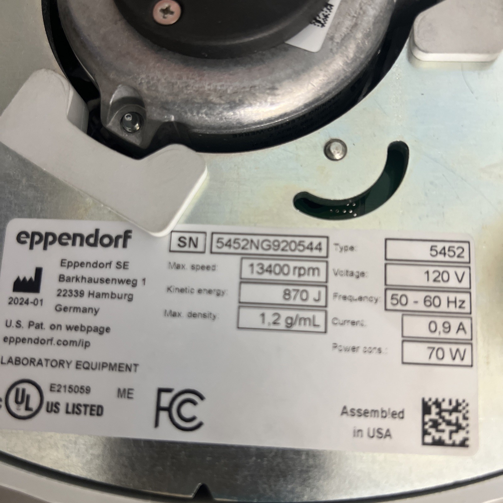 Eppendorf MiniSpin 5452 Microcentrifuge + F45-18-11 Rotor- Tested Working