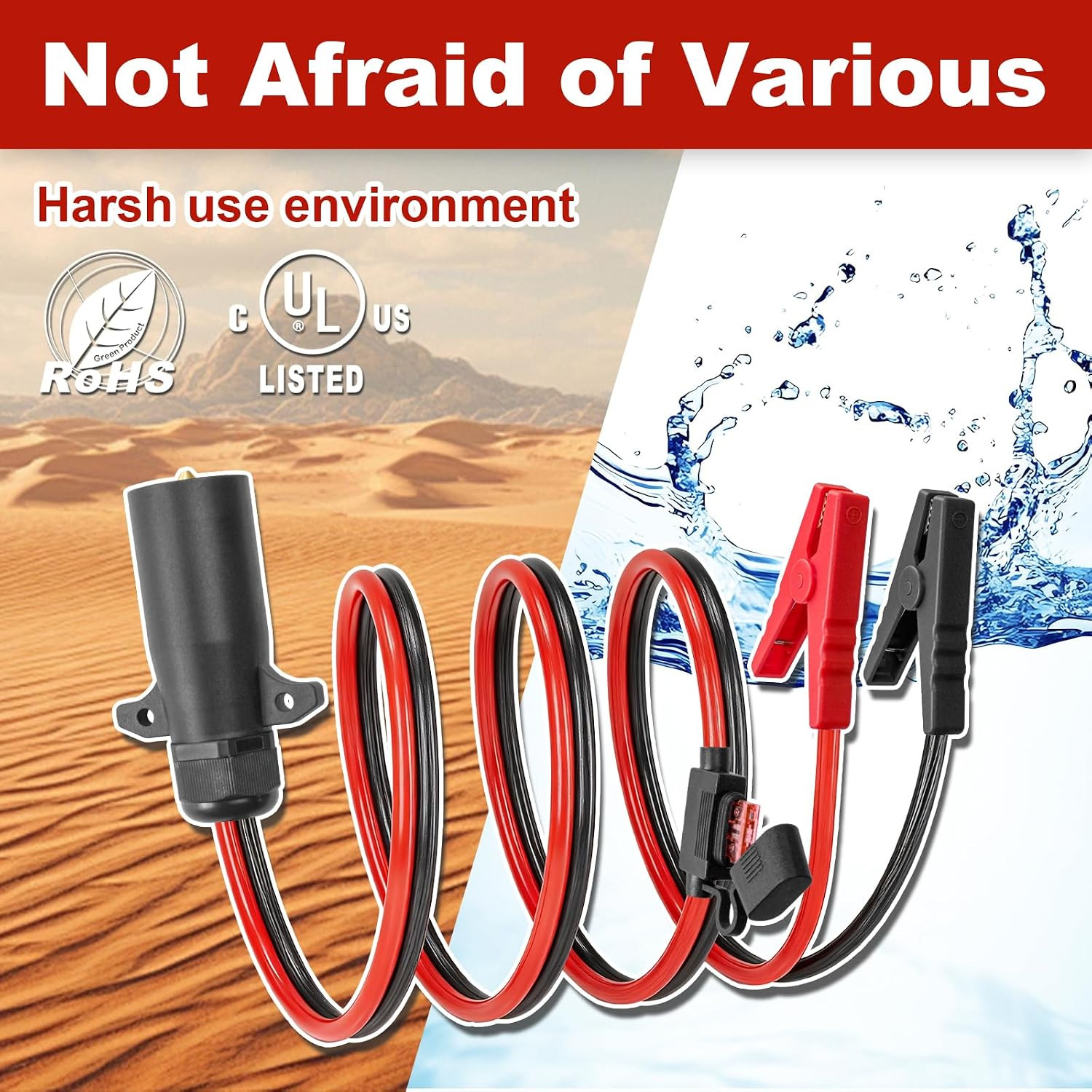 7 Way Trailer Plug to Alligator Clips Cable,10Awg 7 Pin Power Access to O-Ring