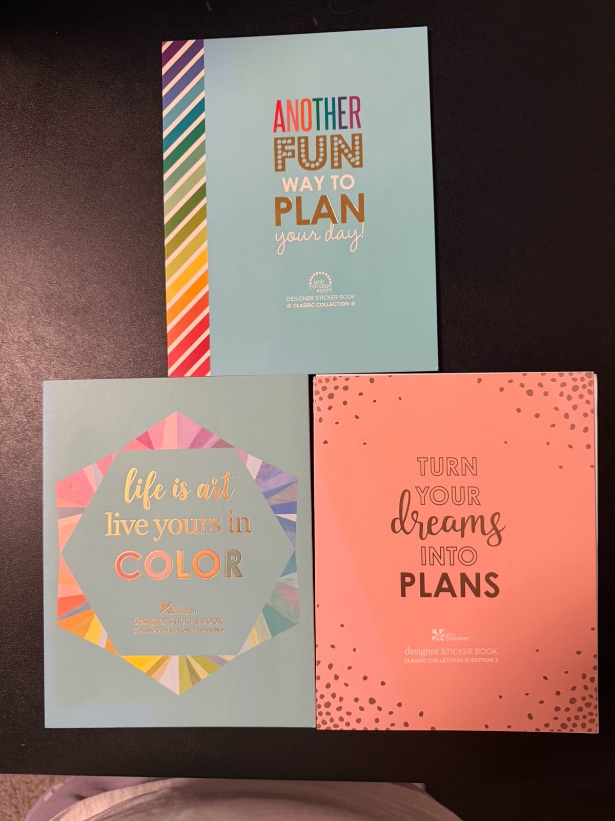Erin Condren Designer Sticker Books Lot of 3 Classic Collection USED