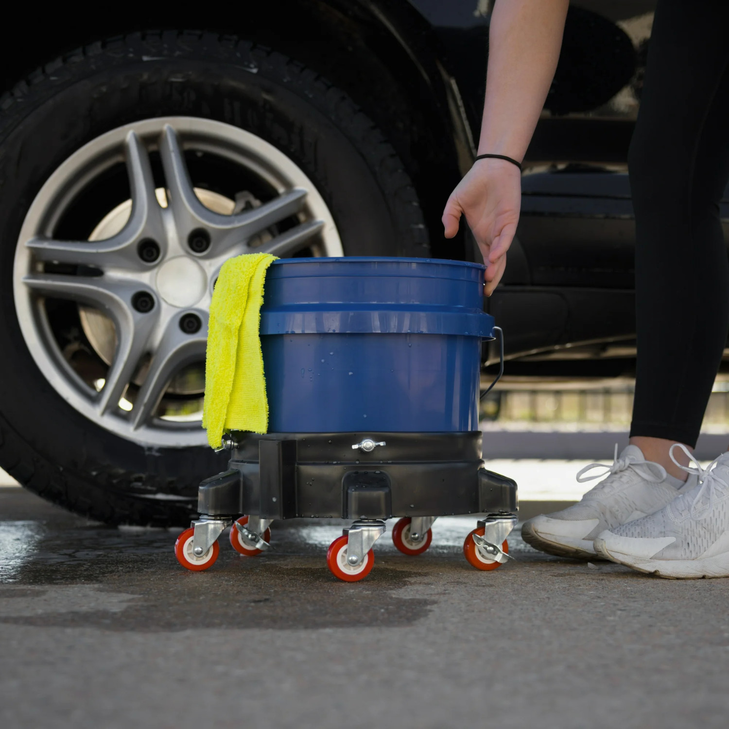 Auto Drive 12in Bucket Dolly with 5 Locking Casters Fits 3.5 to 7 Gallon Buckets