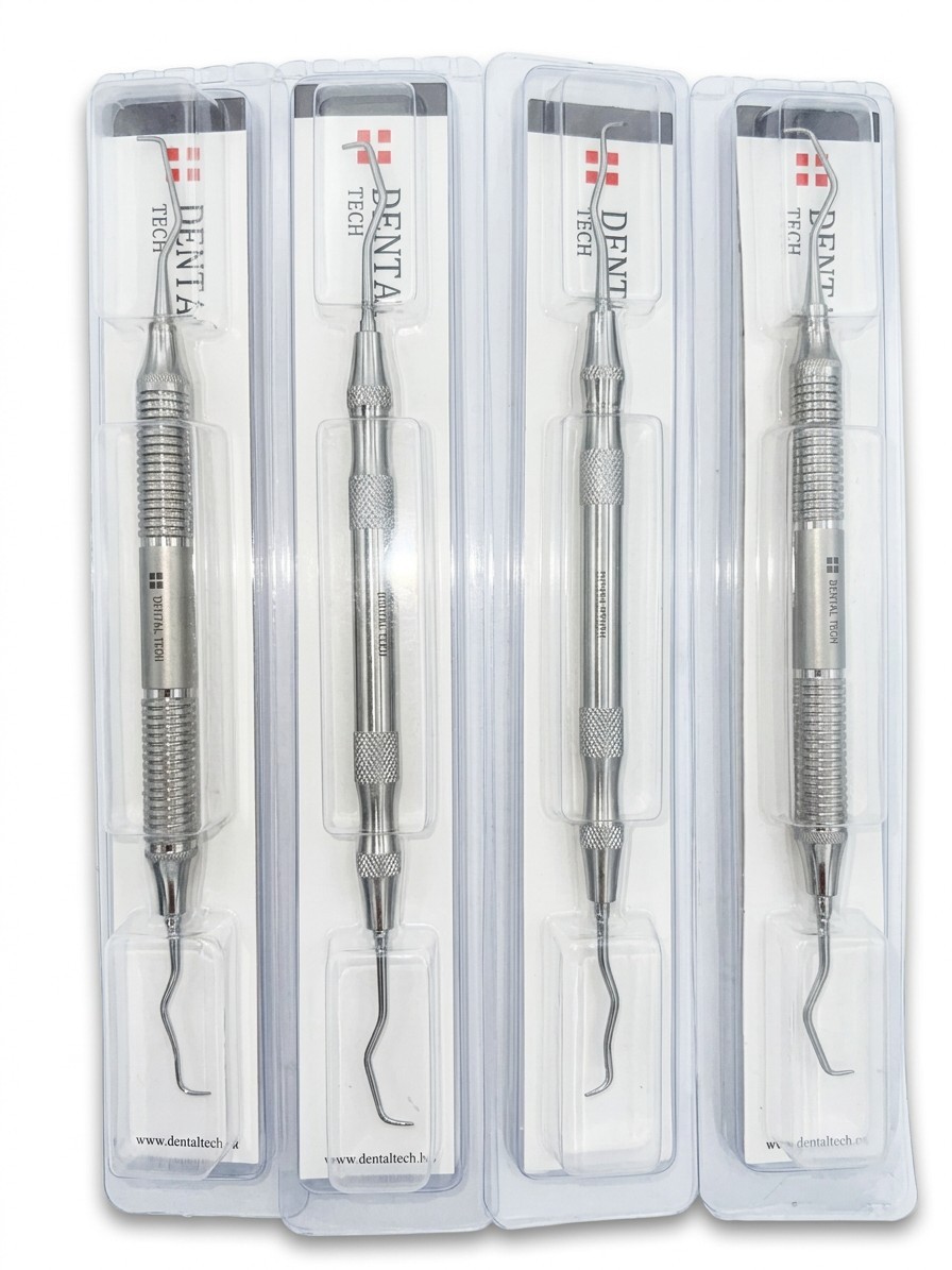 4PC Dental Scaler Curette Set Double Ended Stainless Steel – NEW