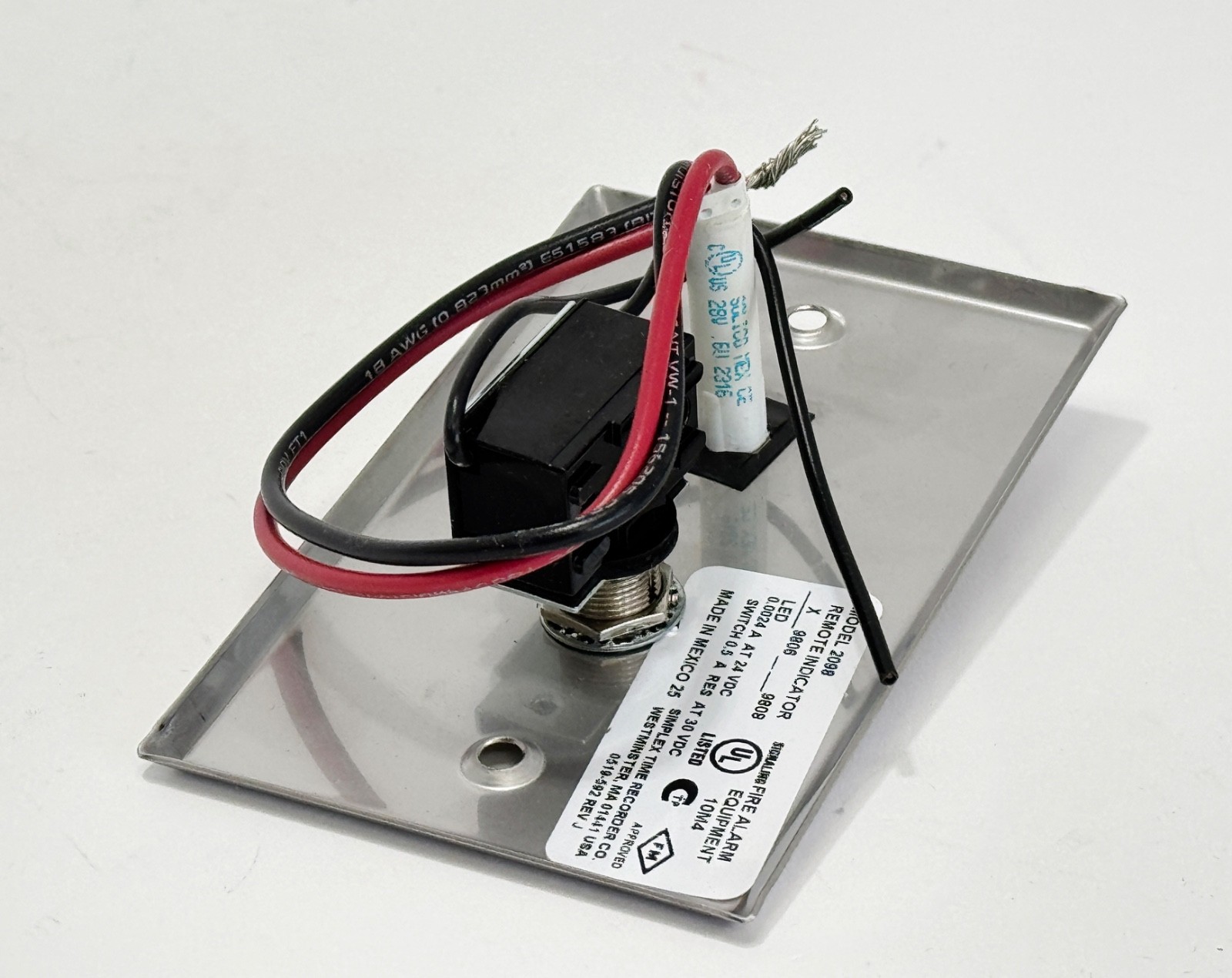 NEW SIMPLEX 2098-9806 Remote Test Station Red LED Key Switch 0621151 Steel