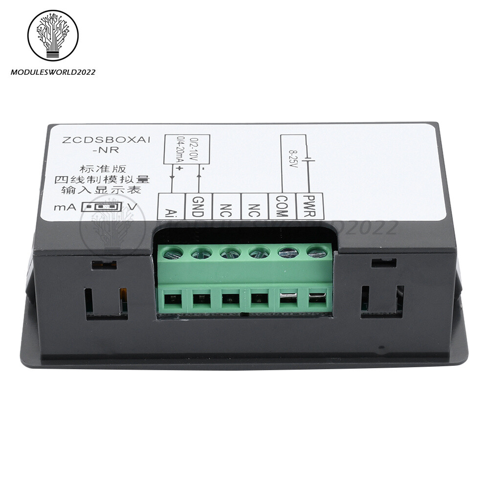 0-10V 0-20mA 2-10V 4-20mA 4-Wire Analog Input (Reception) Display Meter DC 8~25V