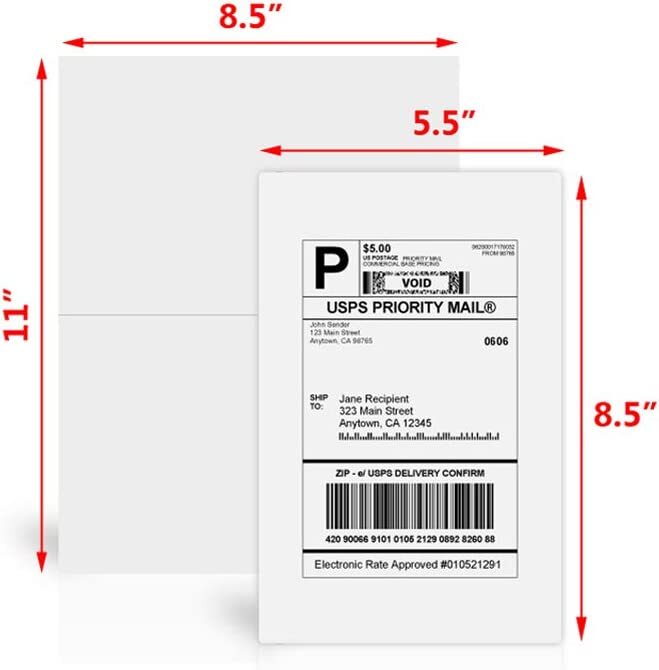 2000 Half Sheet 8.5×5.5 Address Shipping Blank Labels Self Adhesive 2 Per Sheet