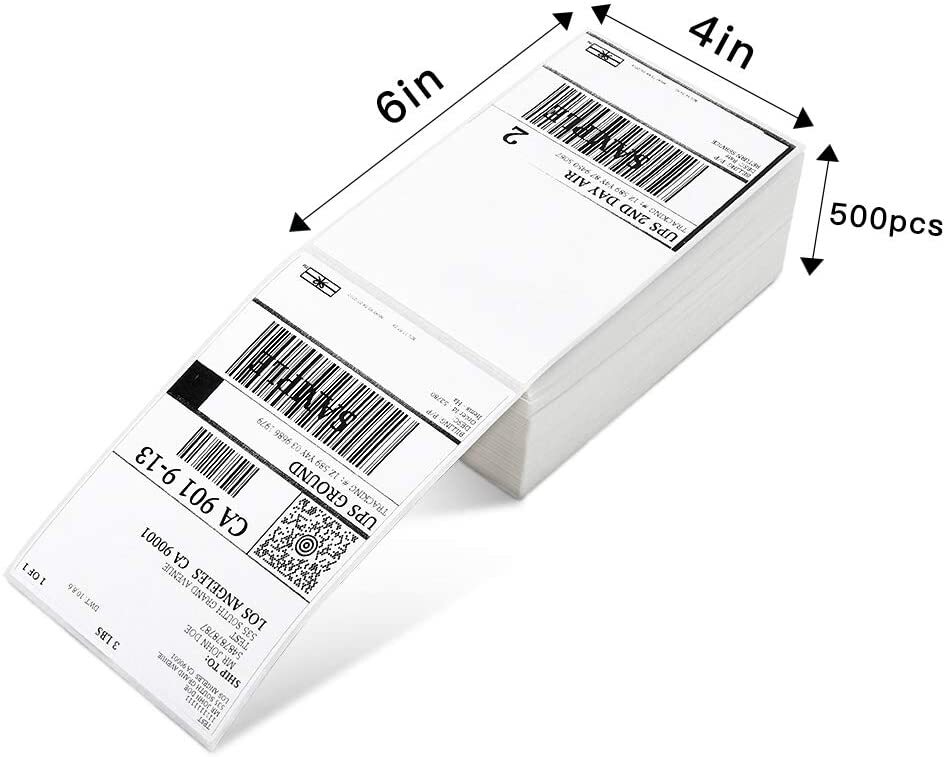 500/1000 Fanfold 4 x 6 Direct Thermal Shipping Labels for Zebra Rollo Printers