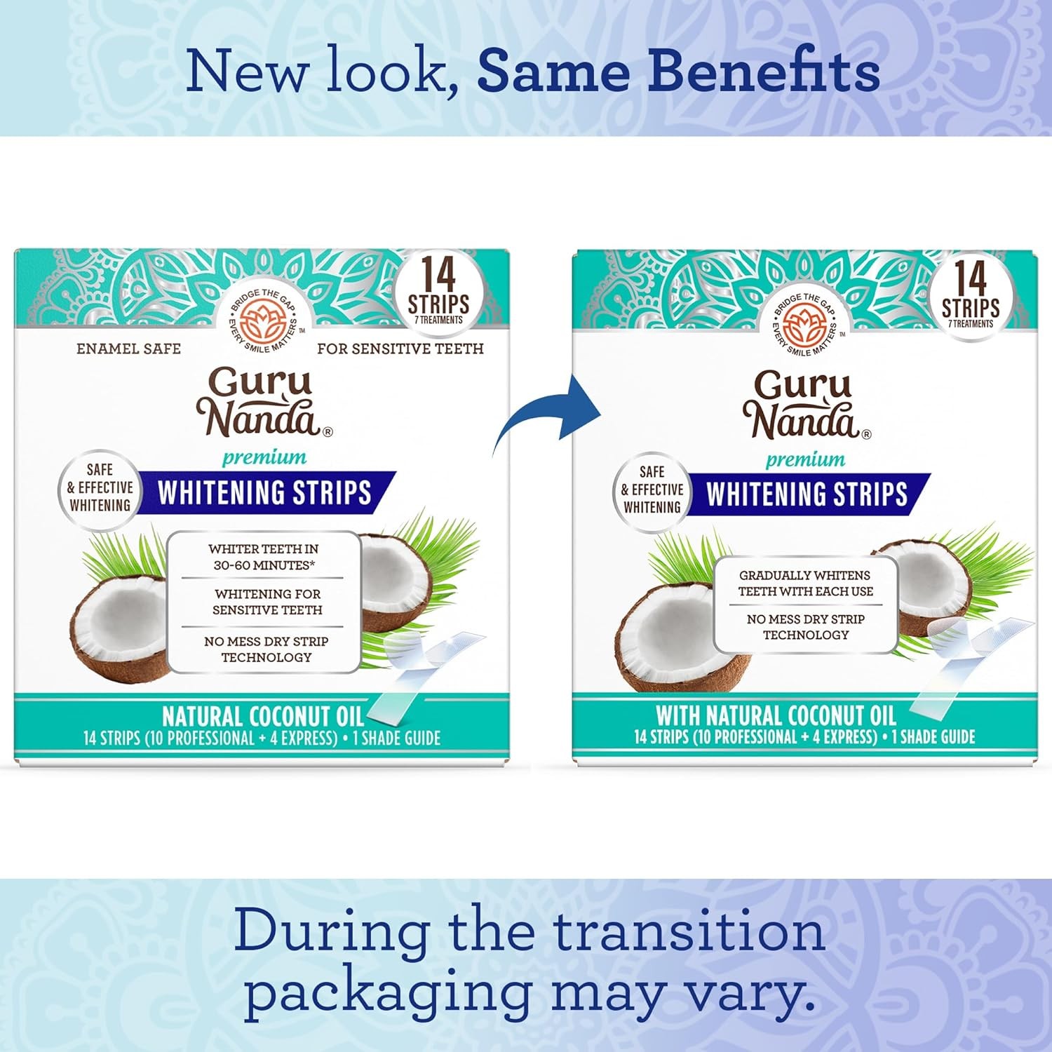 GuruNanda Teeth Whitening Strips Kit – 7-Day Treatment with Non-Slip, Dry Strip