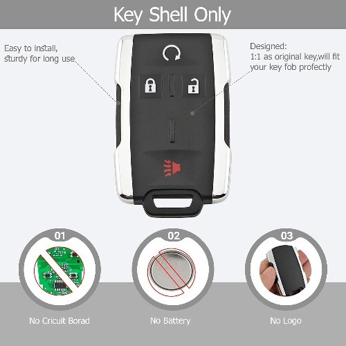 Replacement Key Fob Cover for Silverado Colorado Sierra Canyon Color: Sliver A