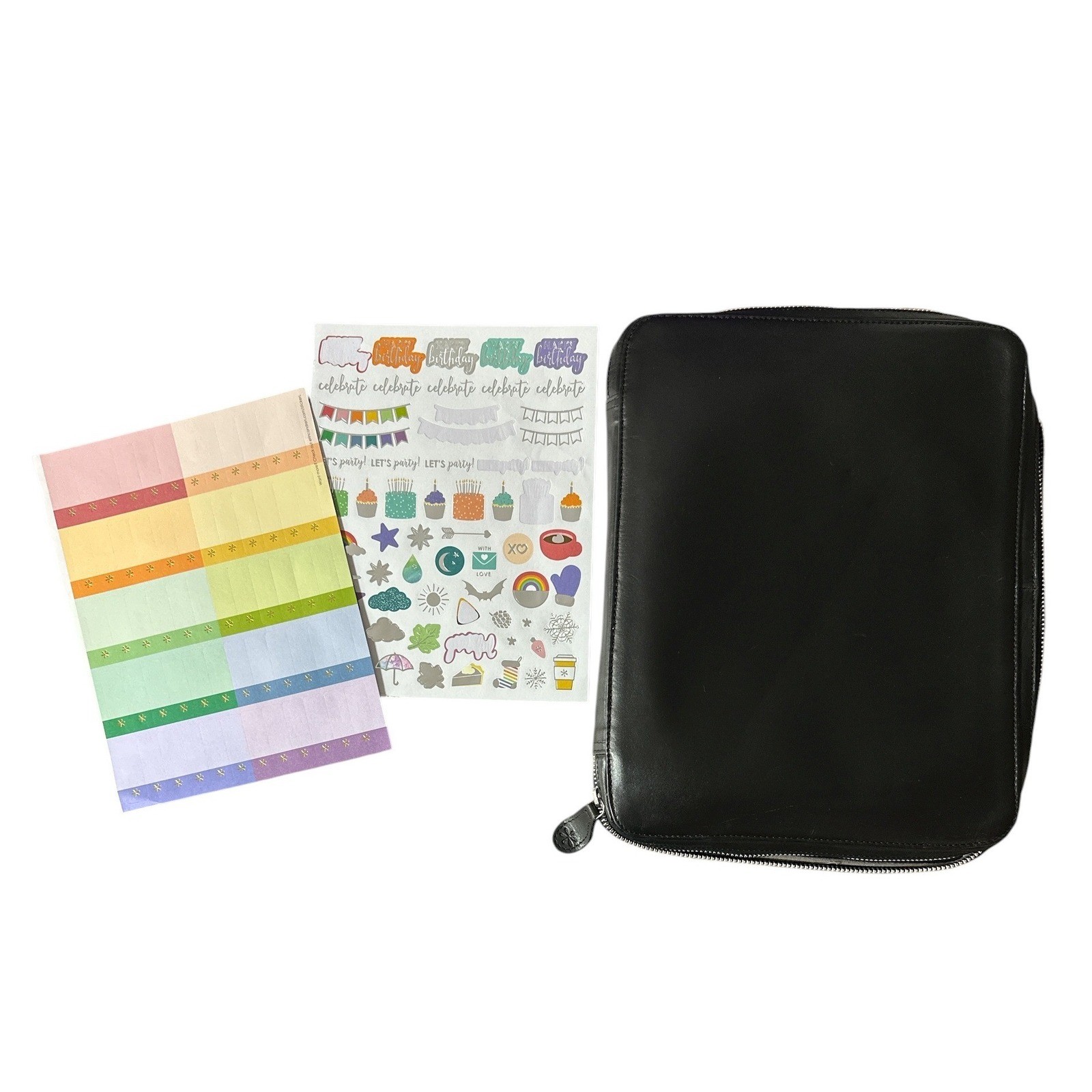 HUGE Erin Condren Planner Lot Leather Folio Stickers Calendar Dashboards & MORE
