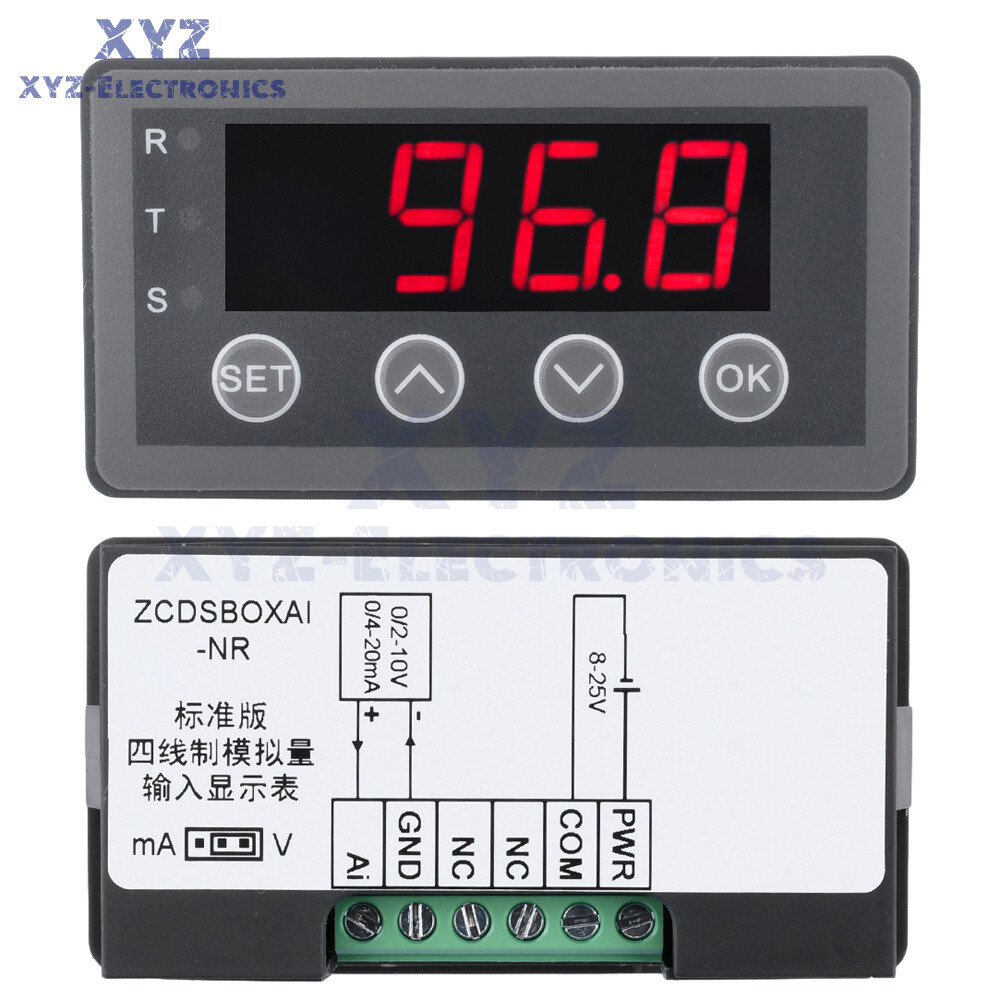 0-10V 0-20mA 2-10V 4-20mA 4-Wire Analog Input (Reception) Display Meter DC 8~25V