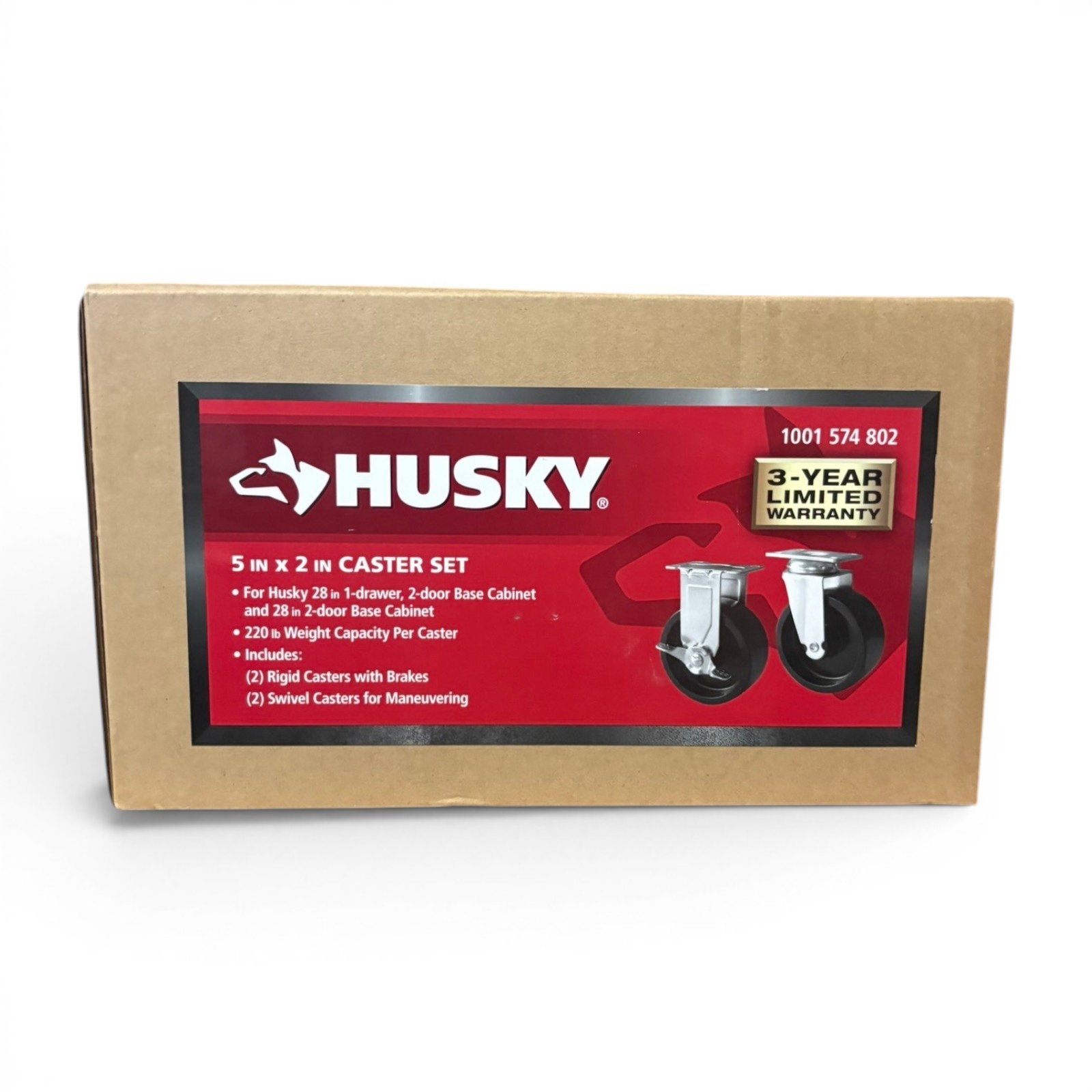 Husky 5 in. Caster Kit for Ready-to-Assemble Steel Garage Base Cabinets – NEW