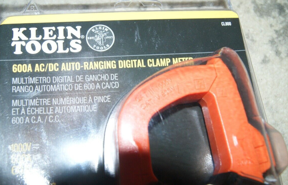 KLEIN TOOLS CL800 AUTO RANGING DIGITAL CLAMP METER KIT 600A AC/DC