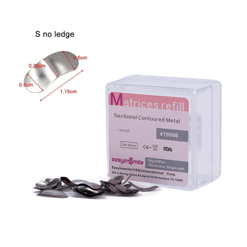 50Pcs Dental Metal Matrices Sectional Contoured Matrix Refill S/M/L EASYINSMILE