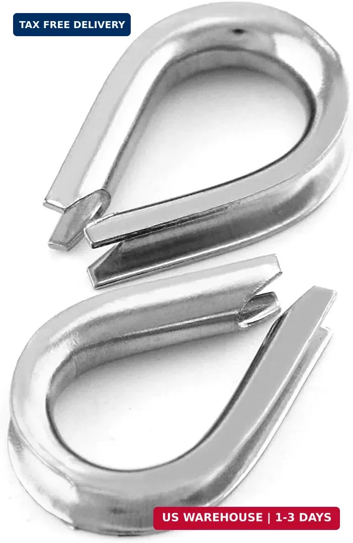 YAMASO 50pcs 1/8″ M3 Stainless Steel Thimble for Diameter Wire Rope Cable Thimbl
