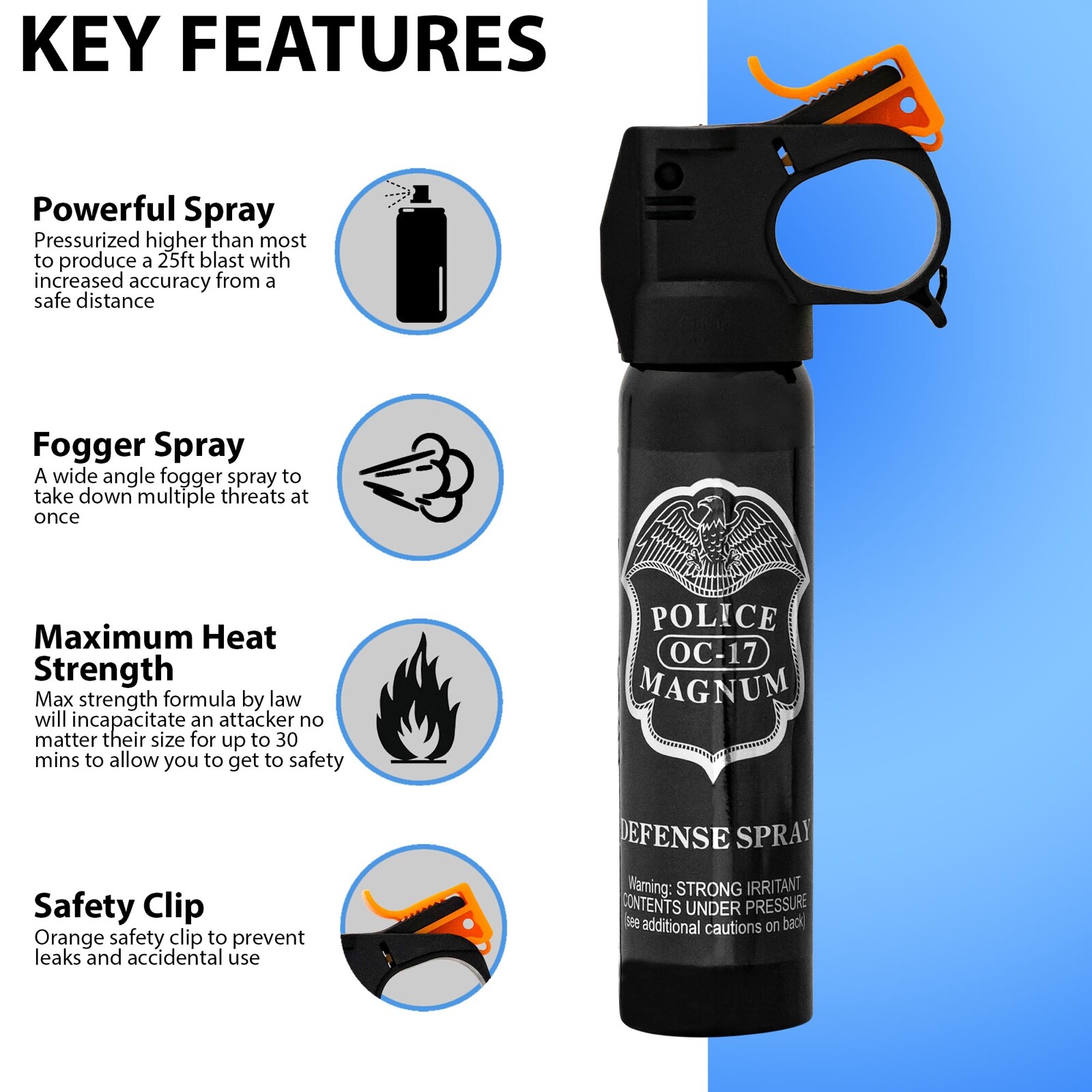 POLICE MAGNUM pepper spray 5oz Fire Master Fog Home Office Security Protection