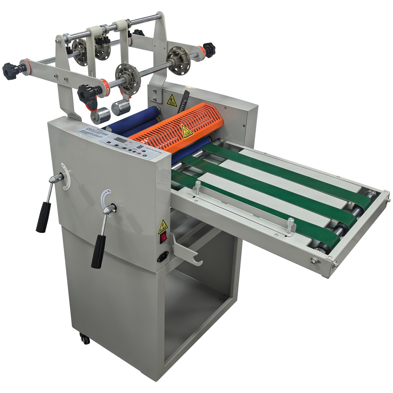 110V 32CM/12.6″ Vertical Roll Laminator Machine with Conveyor Belt, Cold Hot Ste