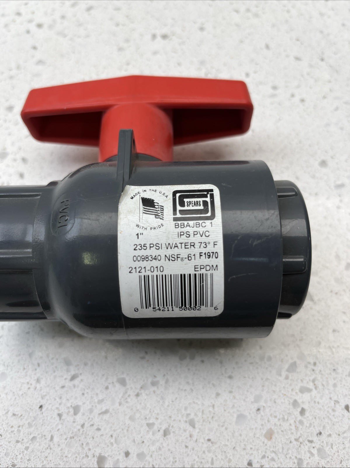 Spears 1″ PVC Threaded Ball Valve 235 PSI, 2121-010 Gray