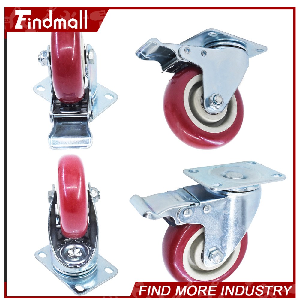 Findmall 4 Pack 4″ Heavy Duty Caster Set Wheels 360° Swivel & Brake Casters