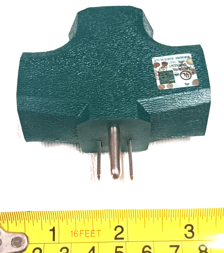 WALL TAP 3 WAY OUTLET PLUG ADAPTOR 15 AMP 125 VOLT 1875 WATT