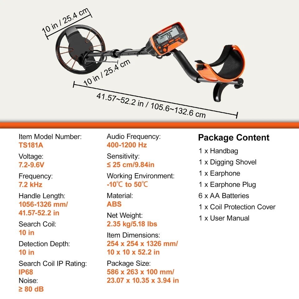 Metal Detector for Adults Professional Gold Detector 10 in IP68 Waterproof