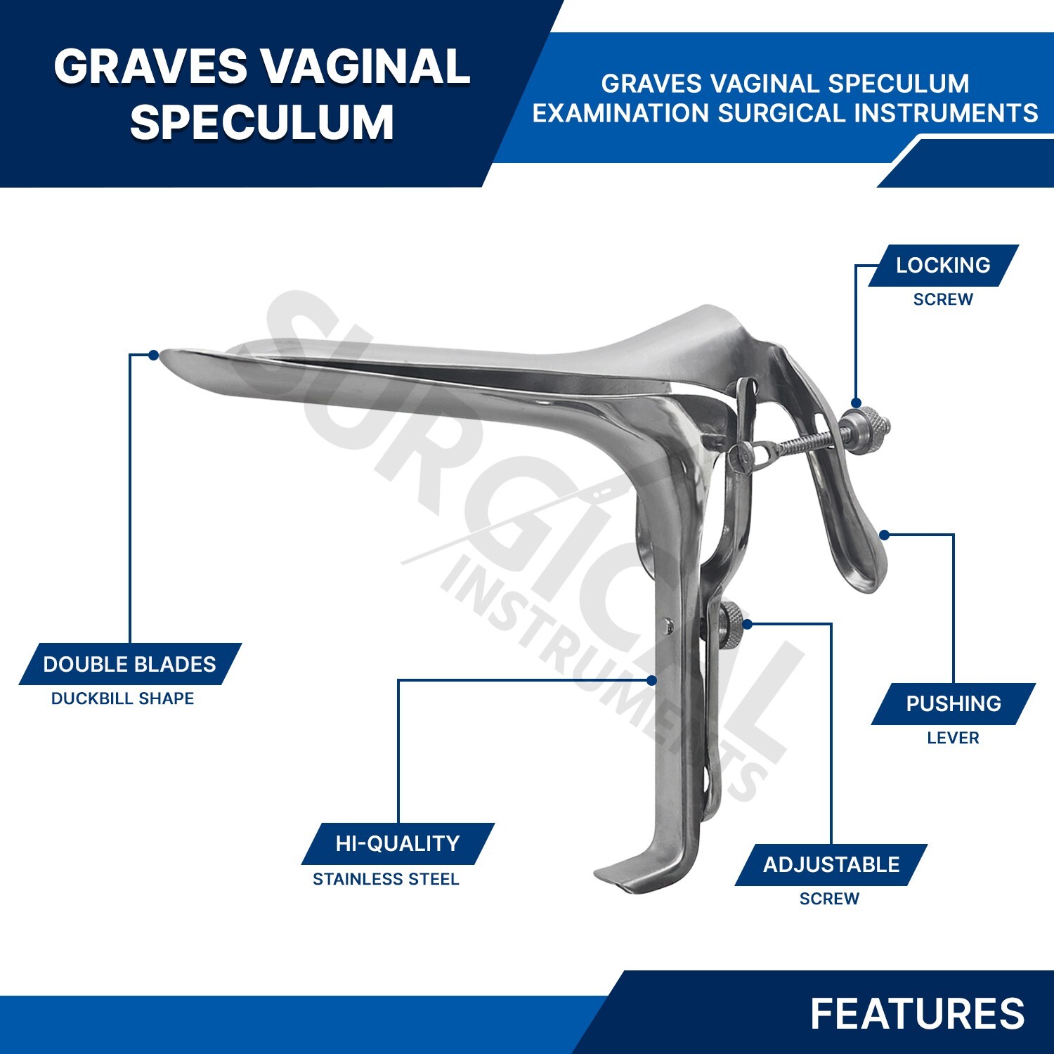 Extra Large Graves Vaginal Speculum OB/GYN Gynecology Surgical