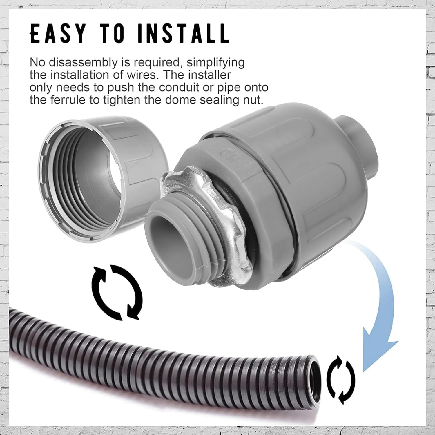 1/2 Inch Liquid Tight Connector PVC Electrical Conduit Fittings Straight 180 Deg