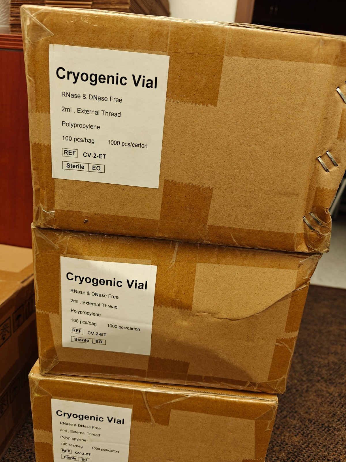 2.0mL 2mL Cryogenic Vials Sterile Cryotubes, 100 pcs/Bag