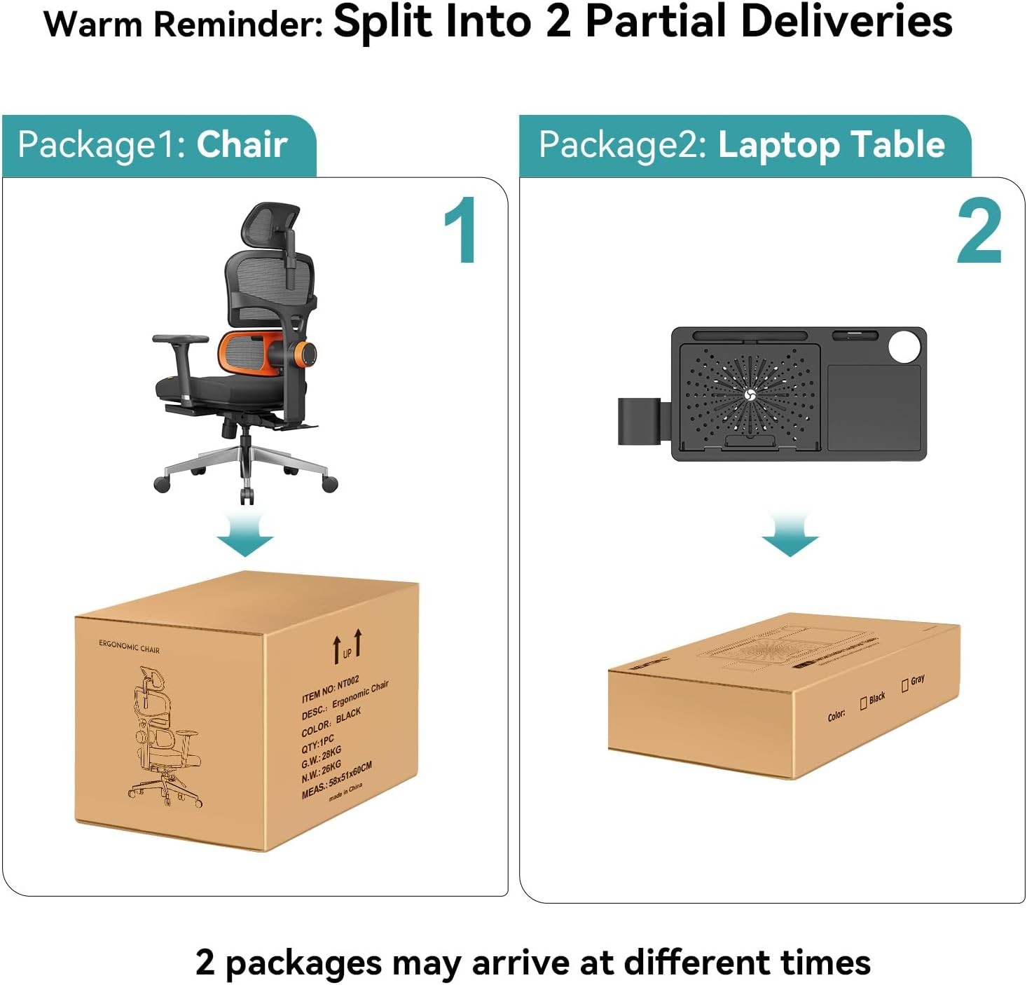Computer Desk Chair with Retractable Laptop Tray, Auto Tracking Lumbar Support,