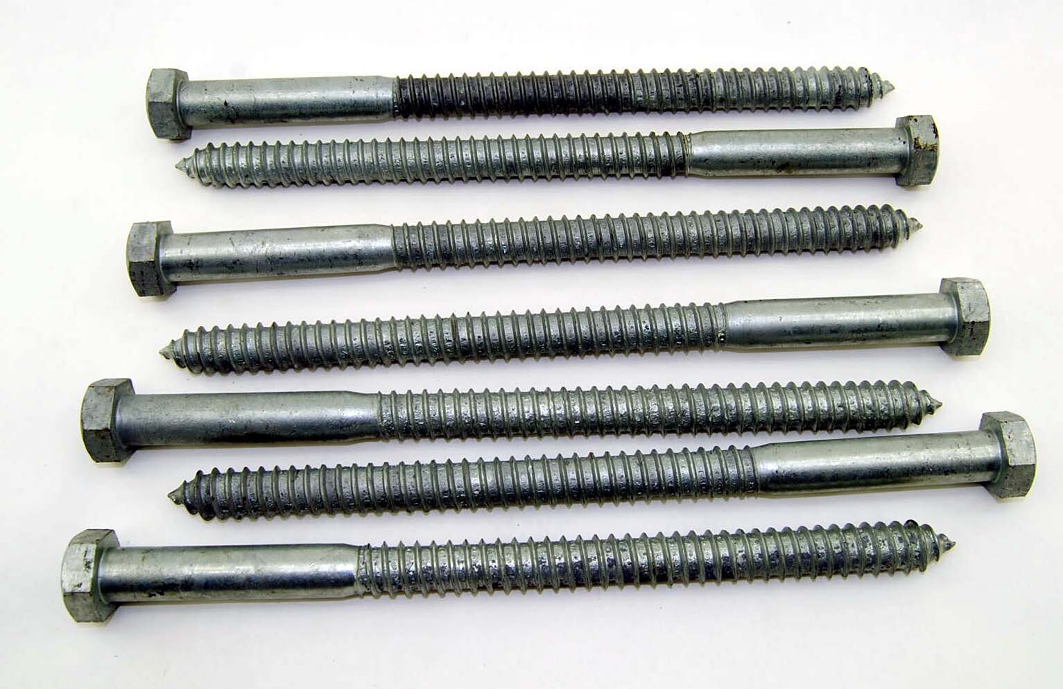(10) Galvanized Hex Head 3/4 x 12″ Lag Bolts Wood Screws