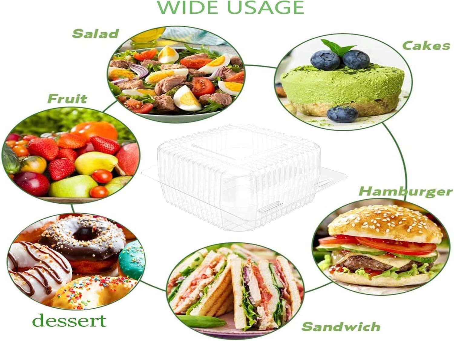 [240 Count] 5″ Containers Clear Hinged Plastic Food Take Out To-Go/Clamshell