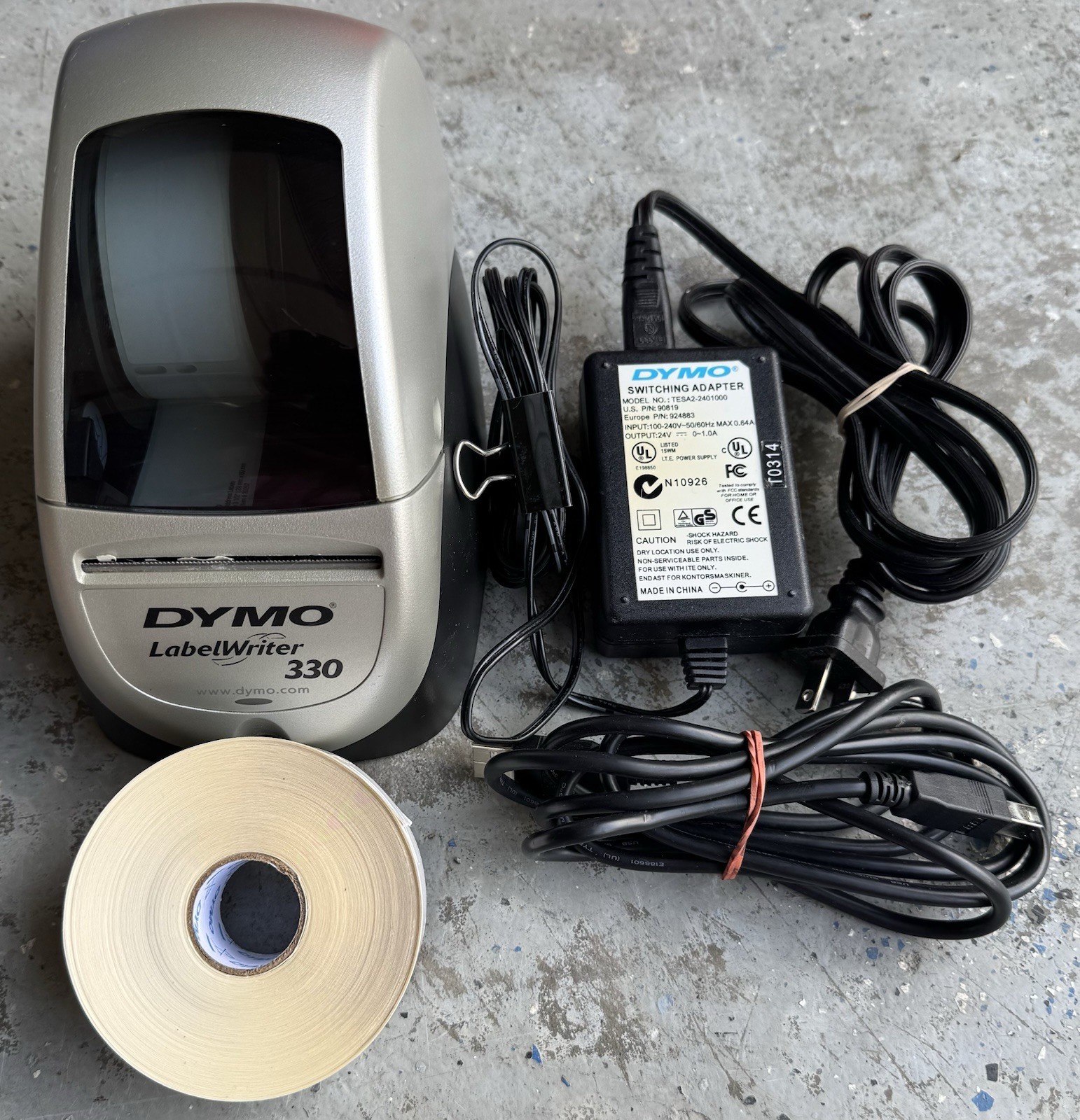 Dymo LabelWriter 330 Thermal Label Maker Printer 90891 W/ Adapter USB Labels