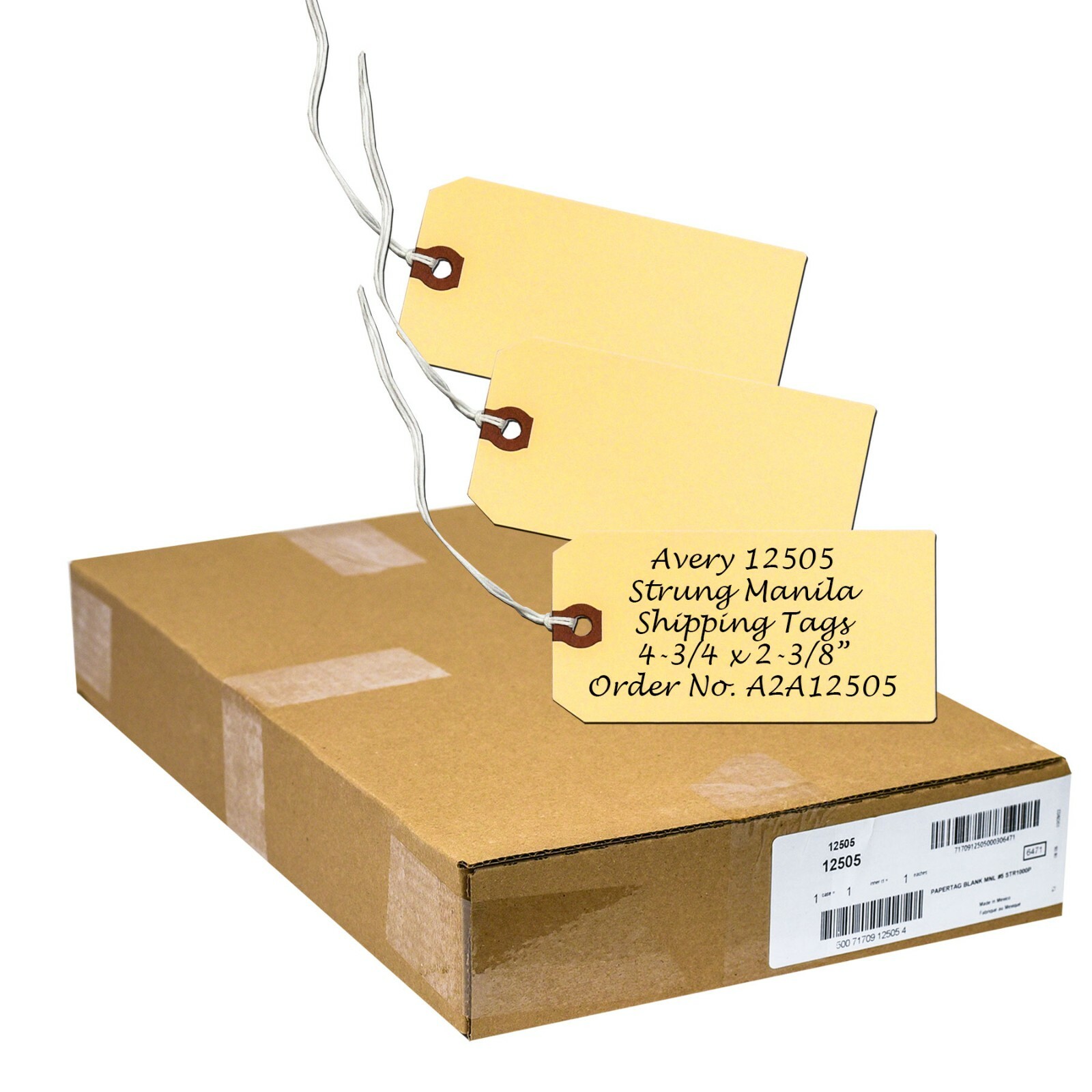 Avery 12505 Strung Manila Shipping Tags, #5 4-3/4 x 2-3/8″, Box of 1000