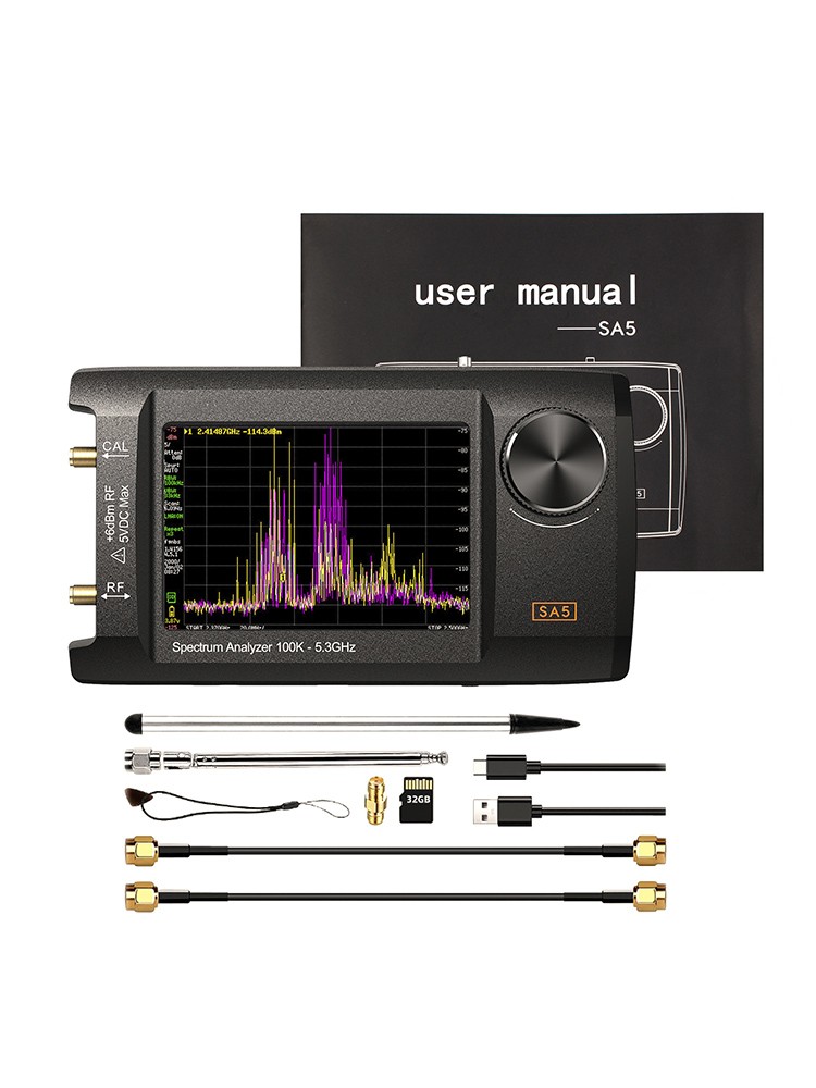 4″ IPS LCD SA5 Multifunctionl Spectrum Analyzer 100k-5.3GHz Signal Generator