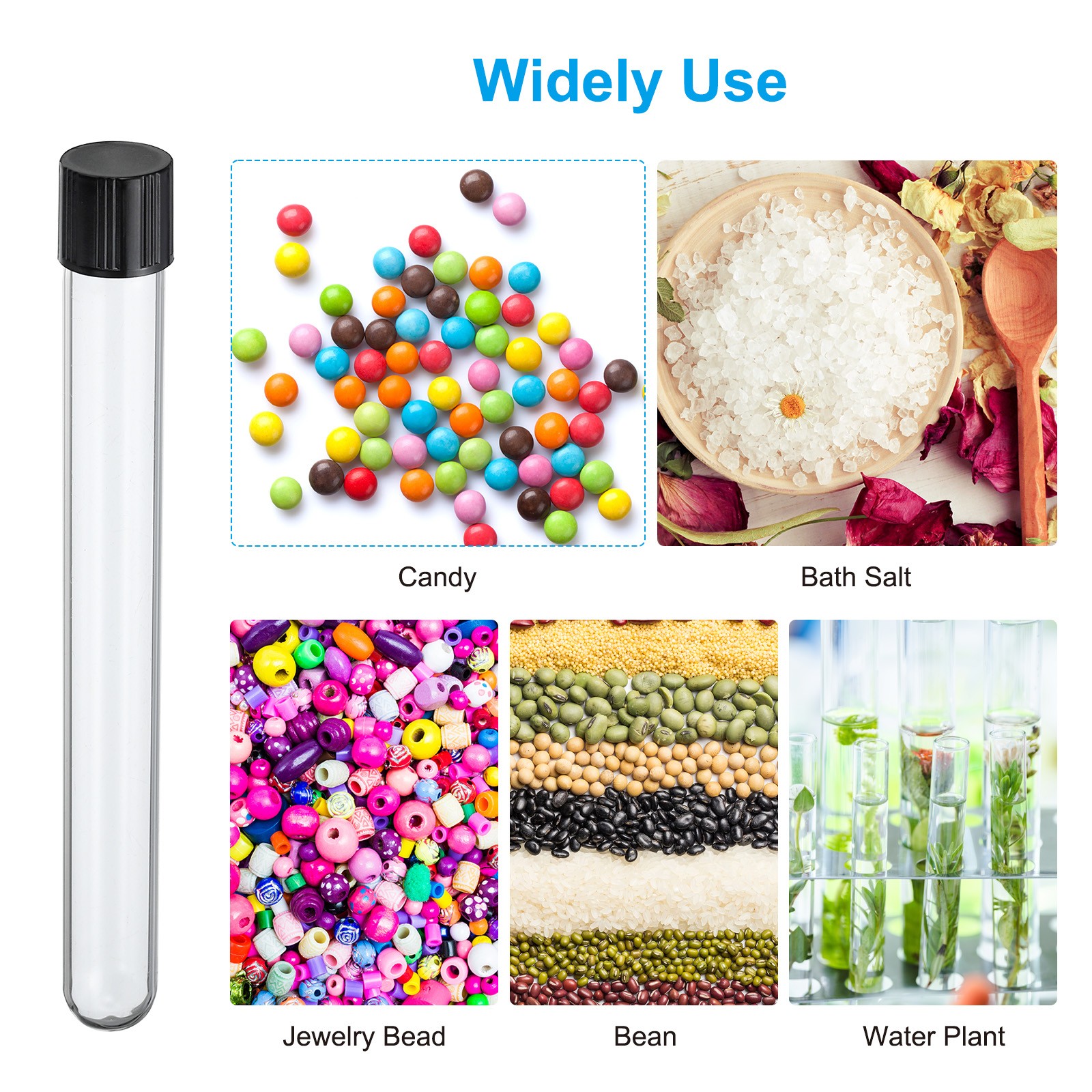 15ml Test Tubes, 10pcs 5.91×0.63in Glass Test Tube Containers with Plastic Cap
