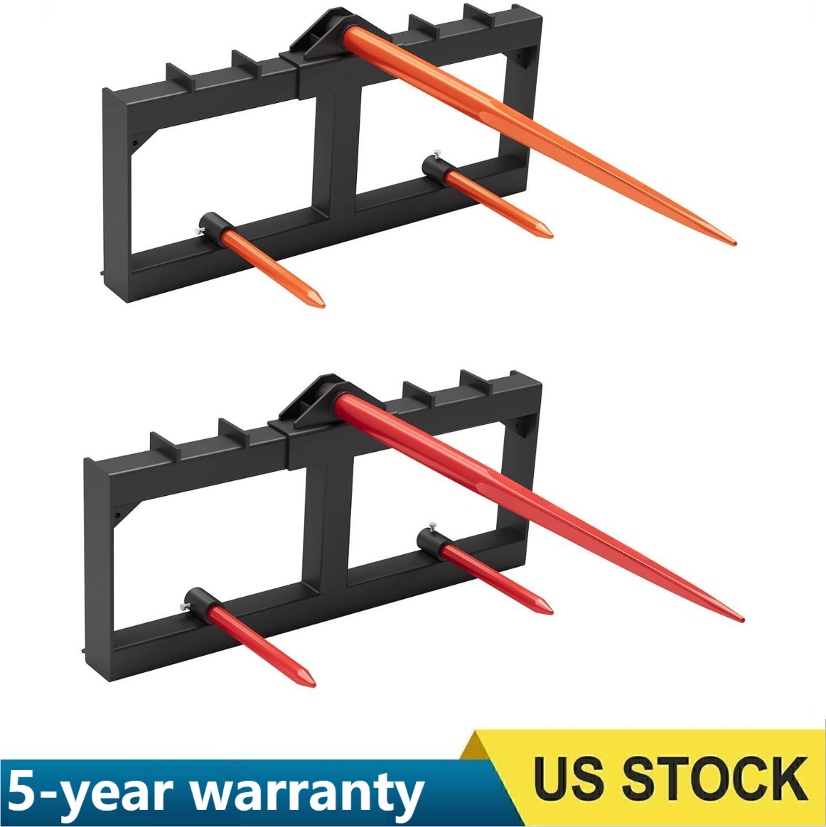 Garvee 49″ Hay Bale Spear Attachment,3000LBS Skid-Steer Quick Attach Spike Forks