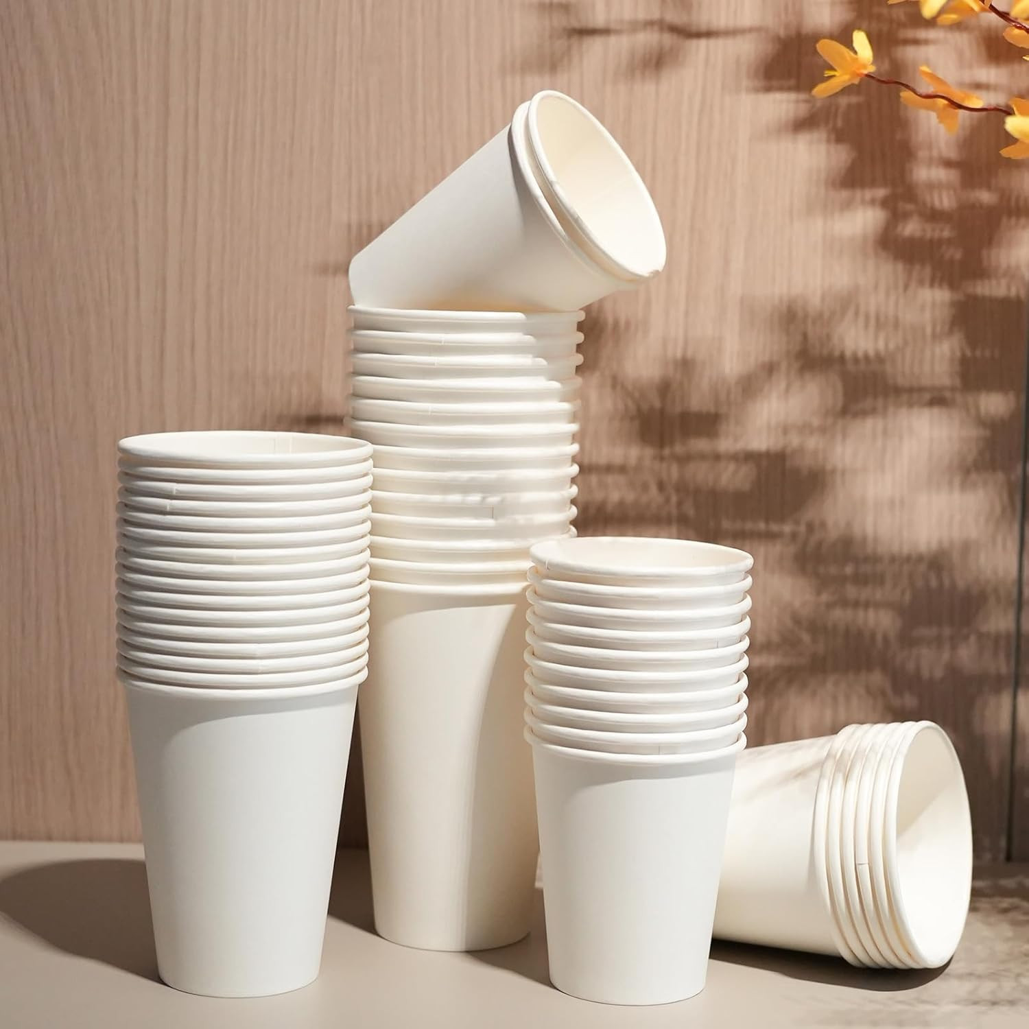 100 Count 12 Oz Paper Cups, Hot Paper Coffee Cups 12 Oz, Leak-Proof Disposabl…