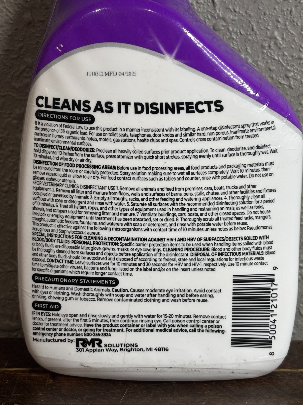 RMR-141 Solutions Disinfectant Fungicide & Cleaner Ready To Use 32oz 2 pk