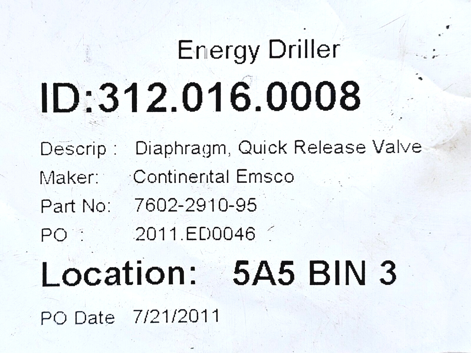 7602-2910-95 DIAPHRAGM FOR QUICK RELEASE VALVE CONTINENTAL EMSCO LOT OF 20