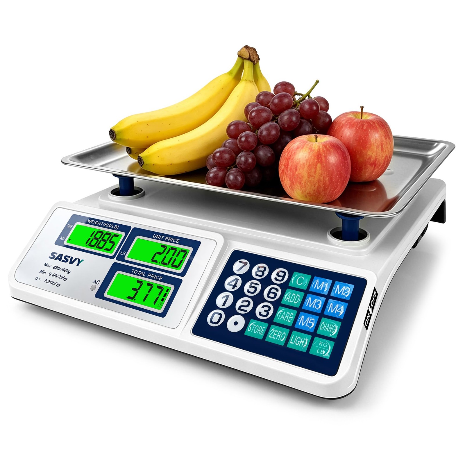 SASVY Price Computing Scale 88lb/40kg Commercial Food Scale with Change Funct…
