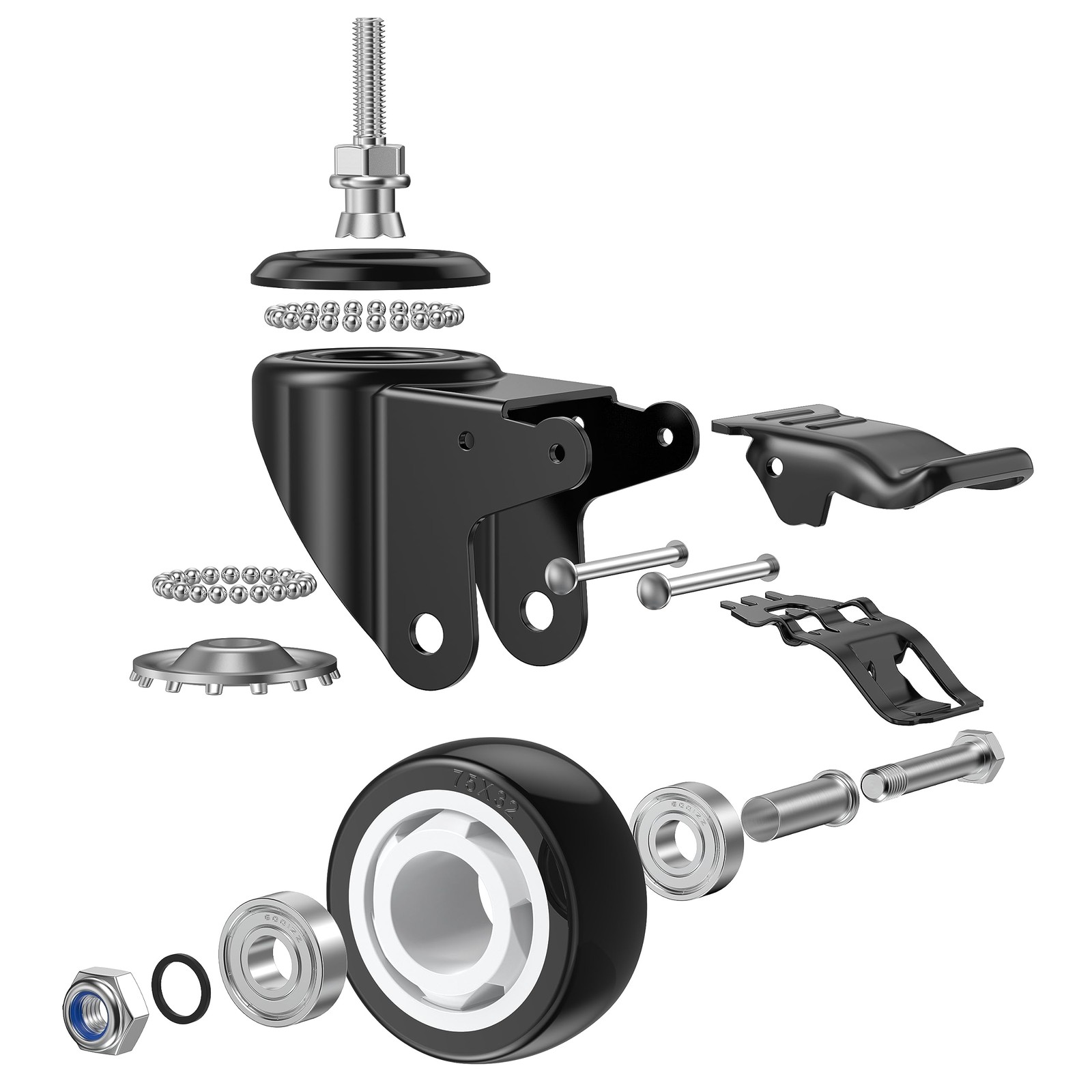 DICASAL 4 Inch Metric Stem Casters, M8*30 Stem Diameter 8mm, Length 30mm Heav…