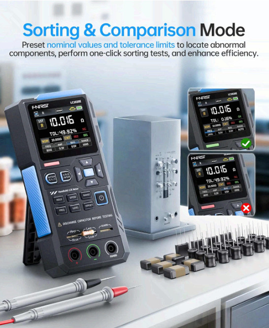 LC1020E 100kHz LCR Meter, ESR/Q/D Tester with 2.8″ Color Display