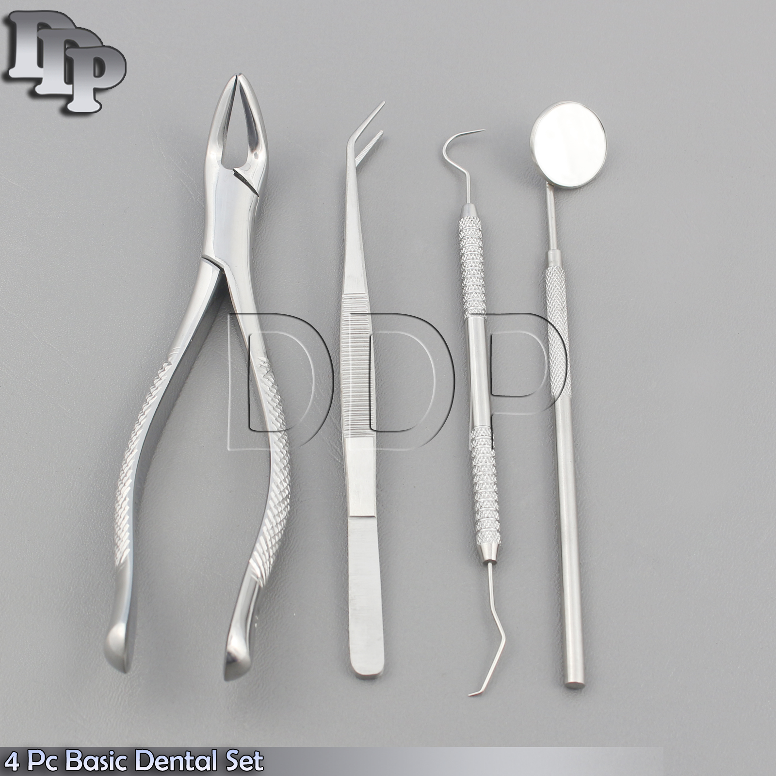 4 PC LOWER PREMOLAR ROOTS DENTAL EXTRACTING FORCEPS COLLEGE PLIERS PROBE SET KIT