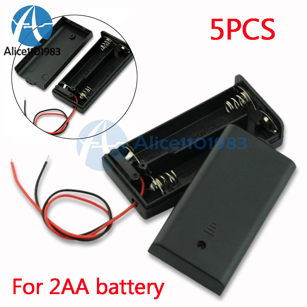 1/2/5PCS AA 2A Battery Holder Box Case with ON/OFF Switch Cover for 2AA Battery