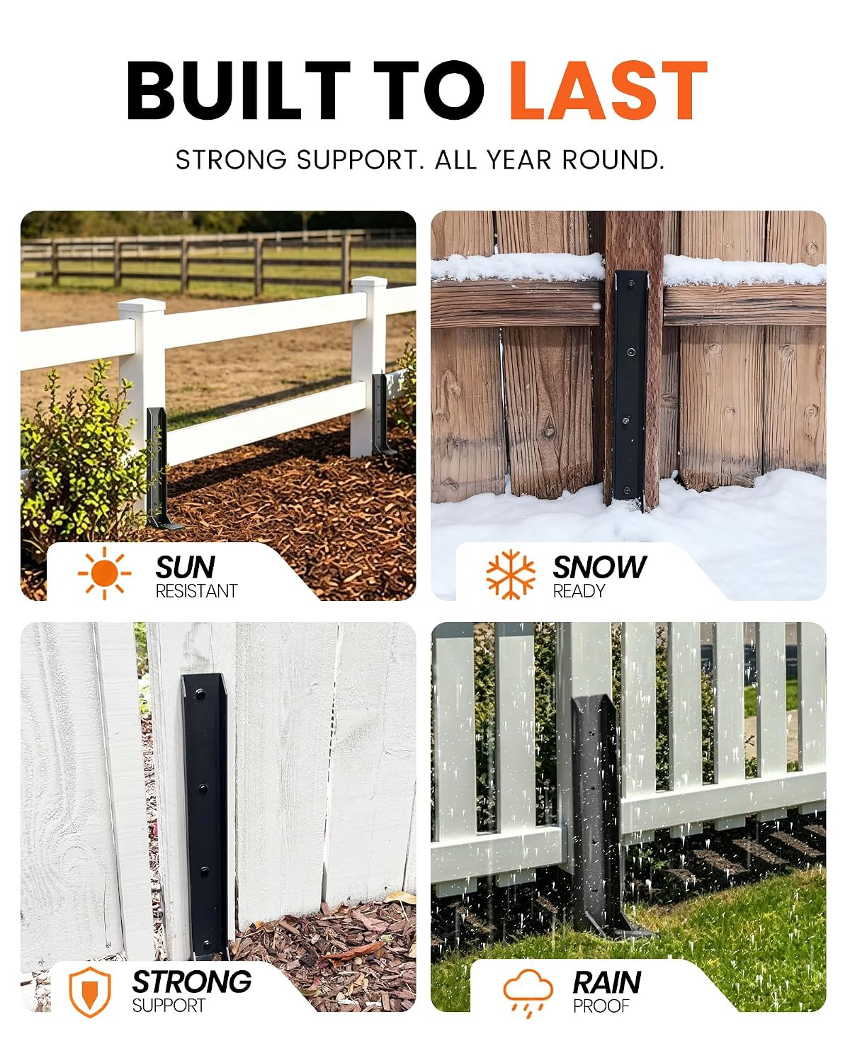 Fence Post Repair Kit, Heavy Duty 4X4/6X6 Fence Post Anchor Ground Stakes for Le