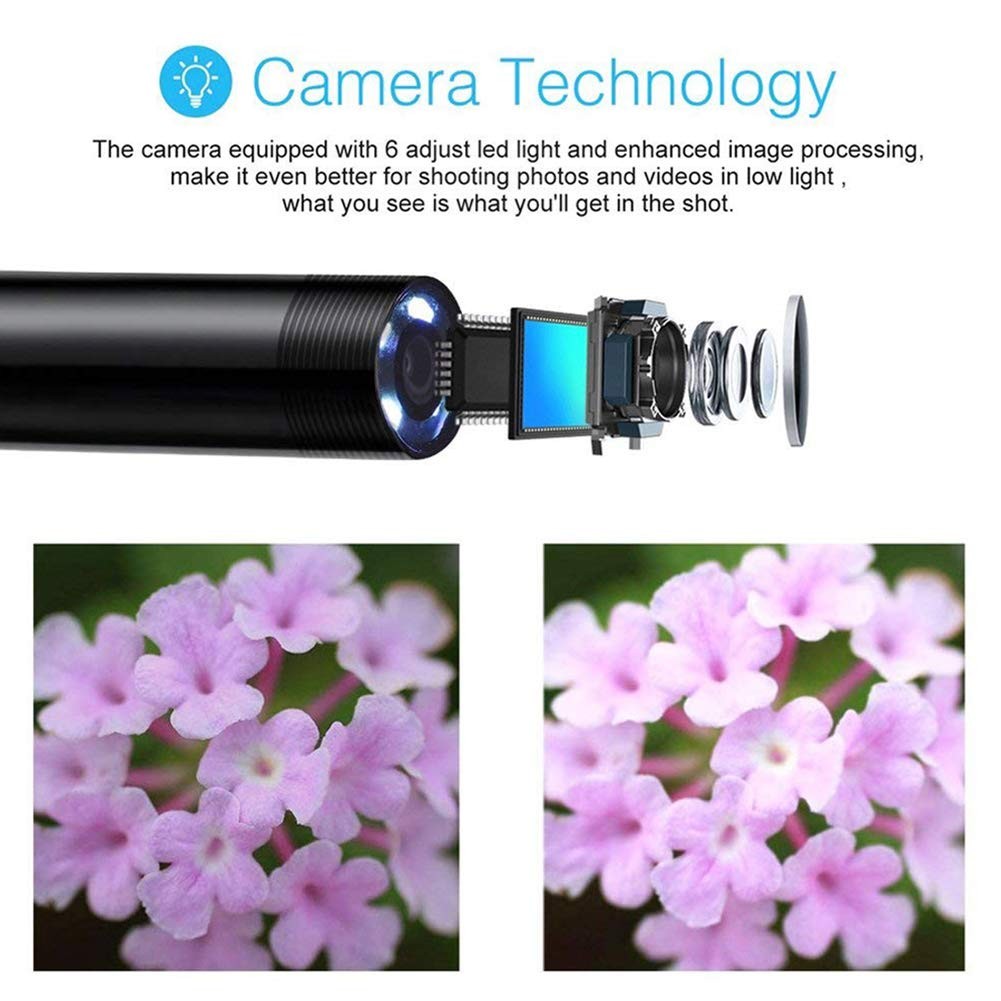 Endoscope Camera with Light, 1920P HD Borescope Camera with 8 LED Lights 16.4ft