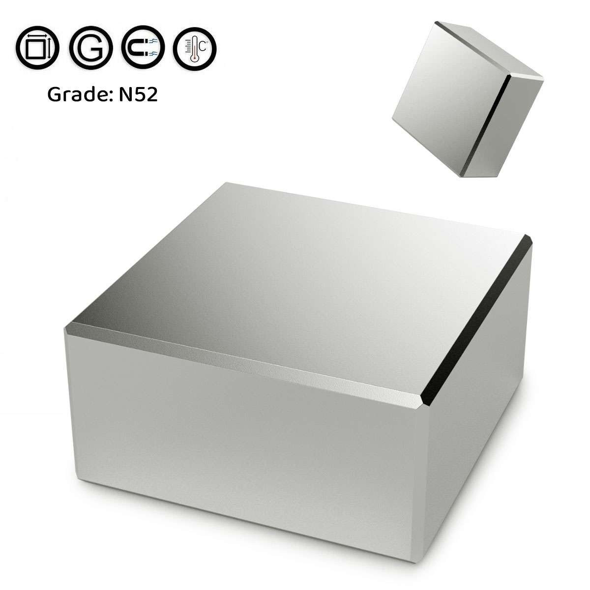 1/2Pcs Super Strong Large Rare Earth Neodymium Magnet Blocks Squares 40x40x20mm