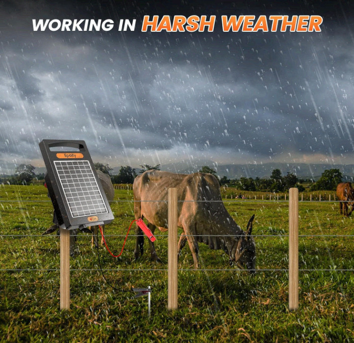 24-Hour Solar Electric Fence Charger, 0.18J, 10-Mile for Livestock | Portable