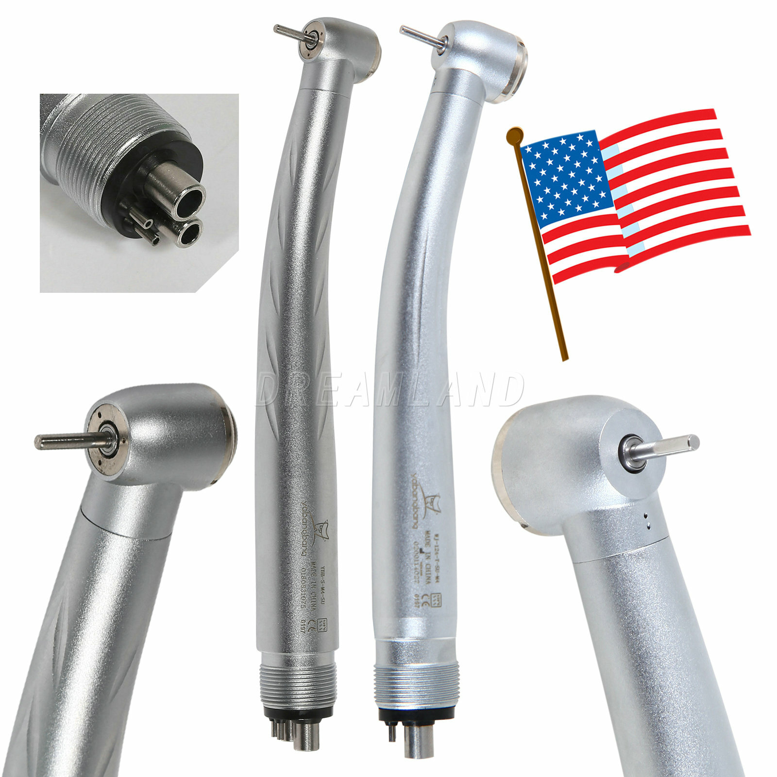 Dental High Speed (LED) Handpiece Push Single/Triple Way Spray 4 Holes e’r