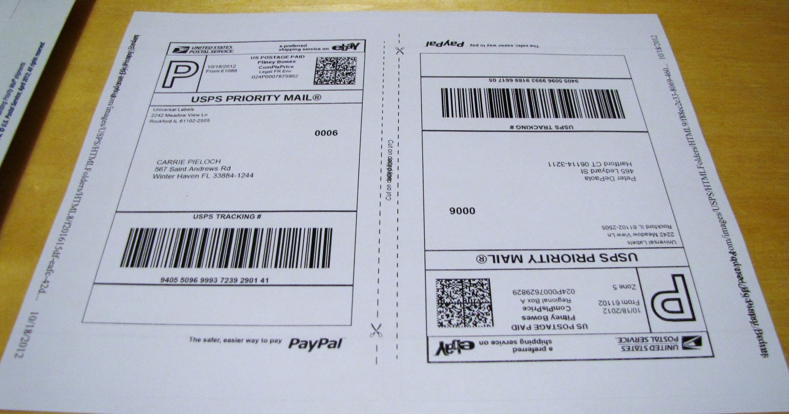 100 Rounded Corner Shipping label sheets, 2 labels per sheet , 200 Total Labels