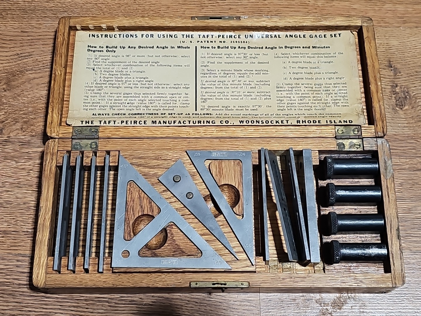 Taft Peirce Universal Angle Gage Set Vintage set complete 1938 Quick Shipping
