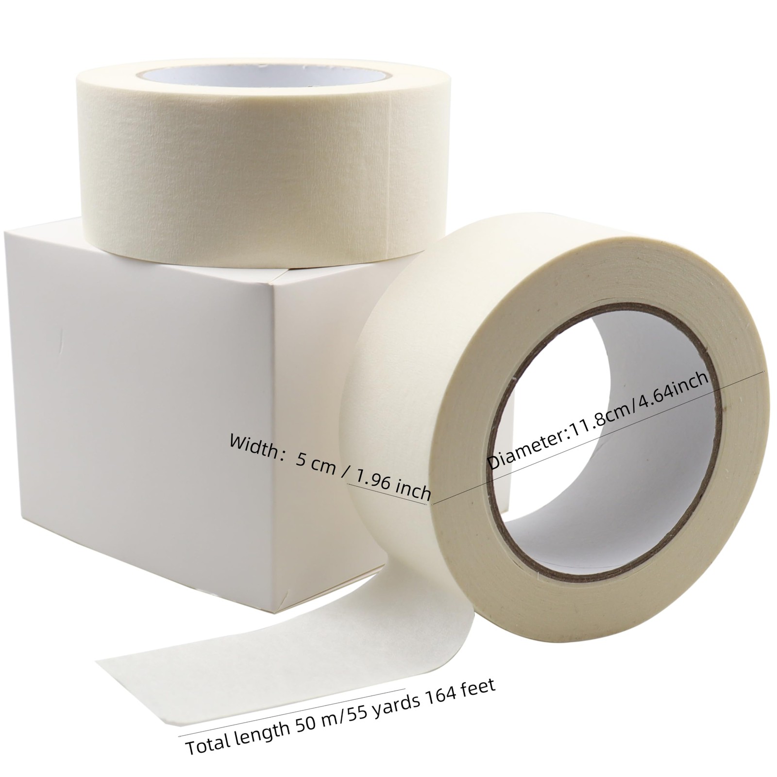Masking Tape 2 Inch x 55 Yards, 2 Rolls, Beige White Painter’s Tape—Multi-Pur…